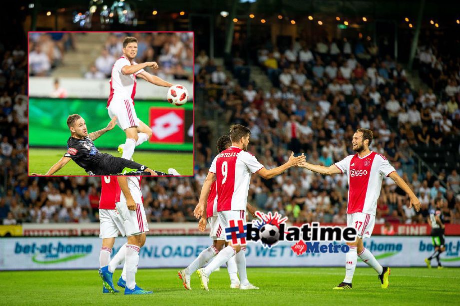 PASUKAN Ajax Amsterdam meraikan kemenangan ke atas Sturm Graz dalam aksi Liga Juara-Juara. Foto EPA