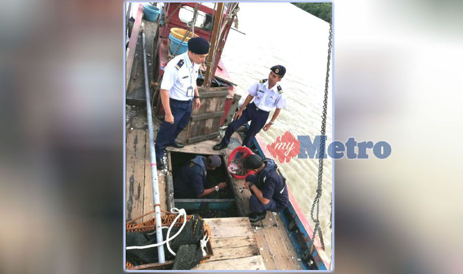 ANGGOTA Agensi Penguatkuasaan Maritim Malaysia (APMM) memeriksa bot nelayan asing yang menangkap ikan di luar kawasan ditetapkan berhampiran Pantai Yan. Foto NSTP /IHSAN APM