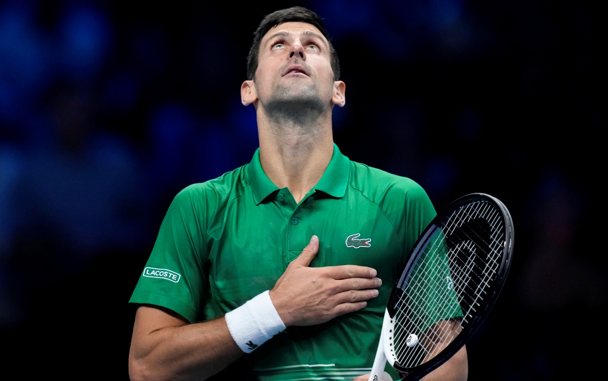 REAKSI  Djokovic meraikan kemenangan ke atas Rublev. FOTO AP