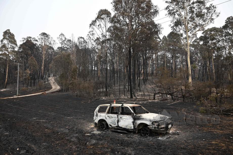 KEADAAN bekas kebakaran di New South Wales, Australia. FOTO AFP
