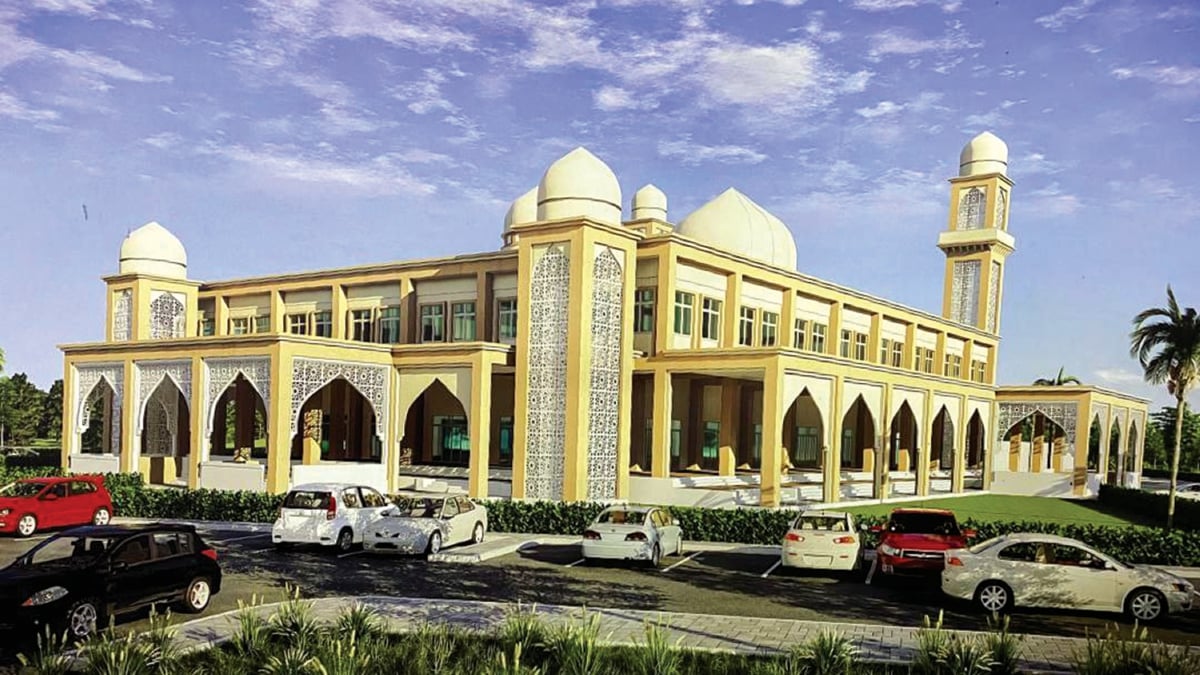 ILUSTRASI pembinaan Masjid  Al-Ulum Wattoiyibah yang bakal  mempunyai kemudahan lengkap bagi memenuhi keperluan jemaah sekitar dan juga pelajar madrasah.