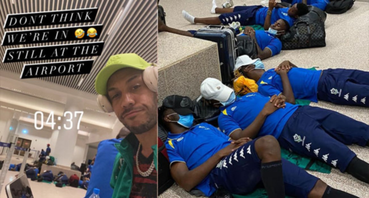 AUBAMEYANG sindir CAF kerana mereka terpaksa tidur di lantai lapangan terbang. FOTO Agensi