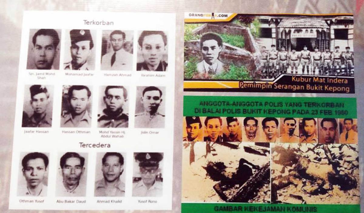 WAJAH dan nama anggota polis yang terkorban dalam peristiwa Bukit Kepong turut dipamerkan.
