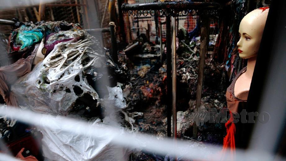 KEADAAN kawasan Bazar Masjid India yang terbakar. FOTO Bernama