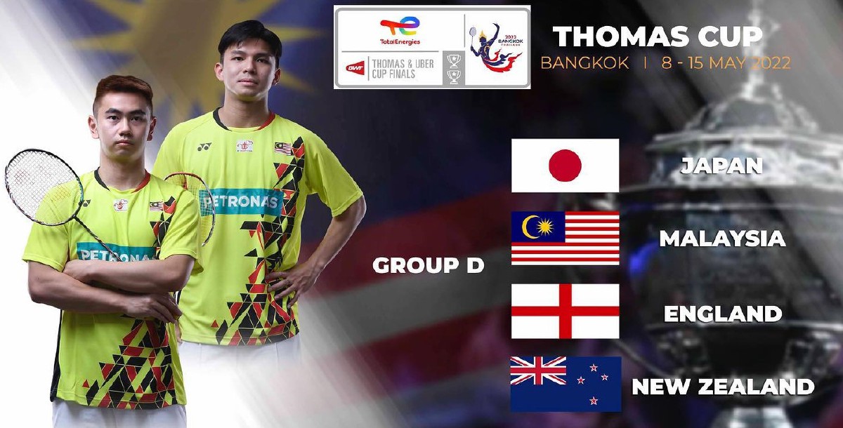 MALAYSIA turut di undi dalam Kumpulan D bersama England dan New Zealand. FOTO Ihsan Persatuan Badminton Malaysia