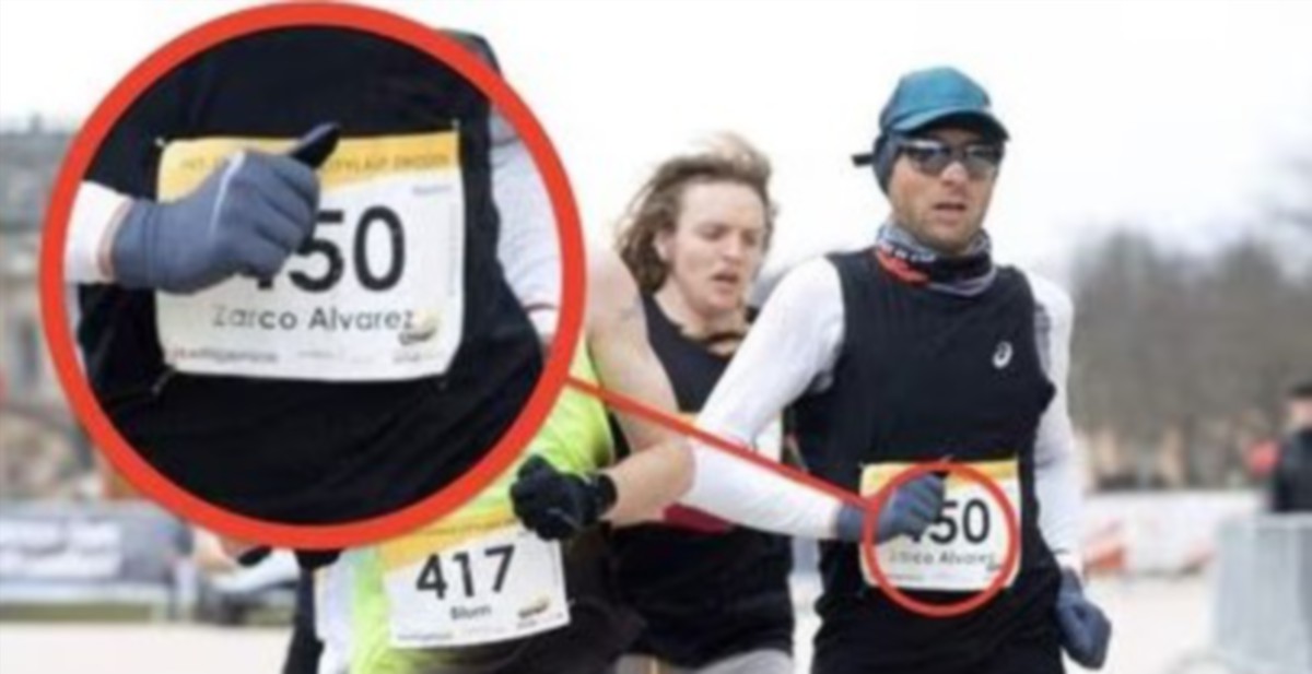SANTIAGO (kanan) jelas memakai bib Zarco ketika beraksi di Maraton Jemputan Itelligence Citylauf 2021. FOTO Agensi