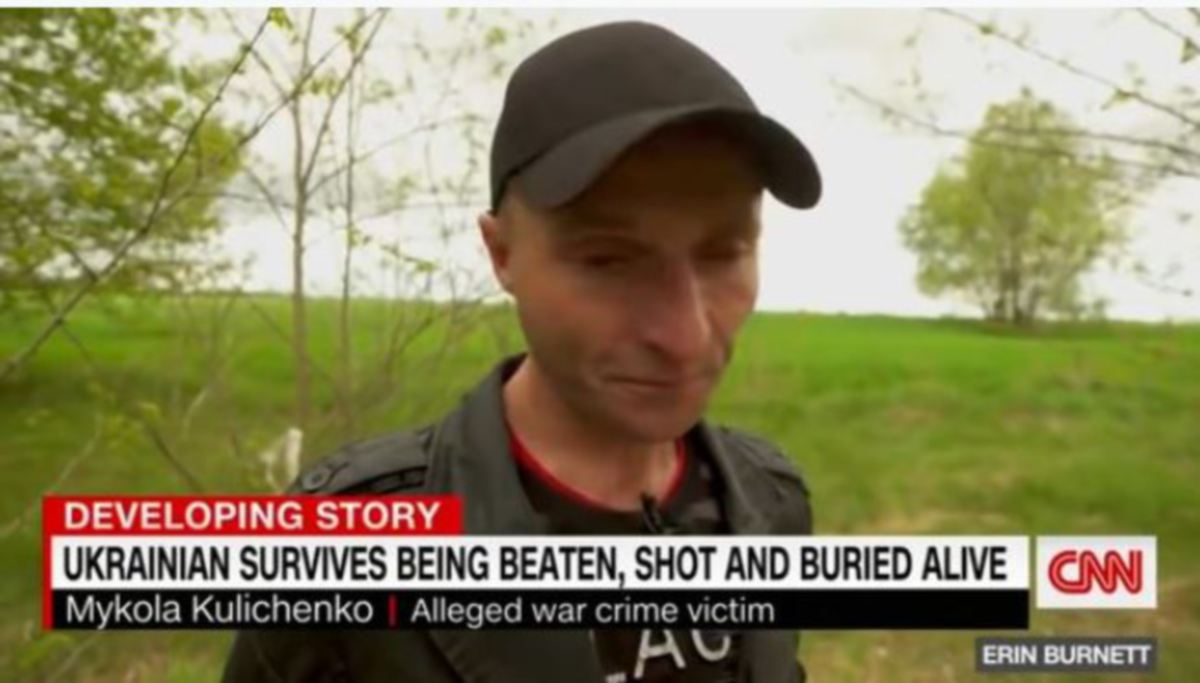 TANGKAP layar video menunjukkan Mykola menceritakan kisahnya kepada CNN. FOTO Youtube