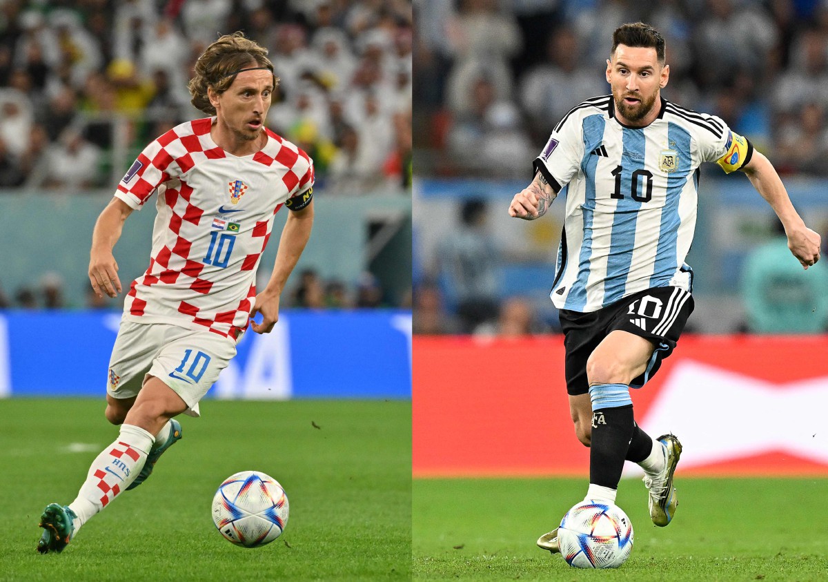 Modric (kiri), Messi (kanan) bintang yang menjadi tumpuan di separuh akhir. FOTO AFP 