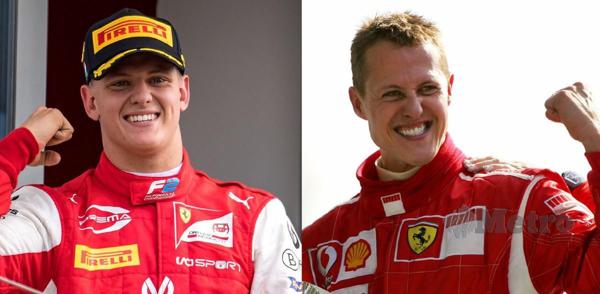 MICK (kiri) mengikuti jejak langkah bapanya, Schumacher. FOTO AFP