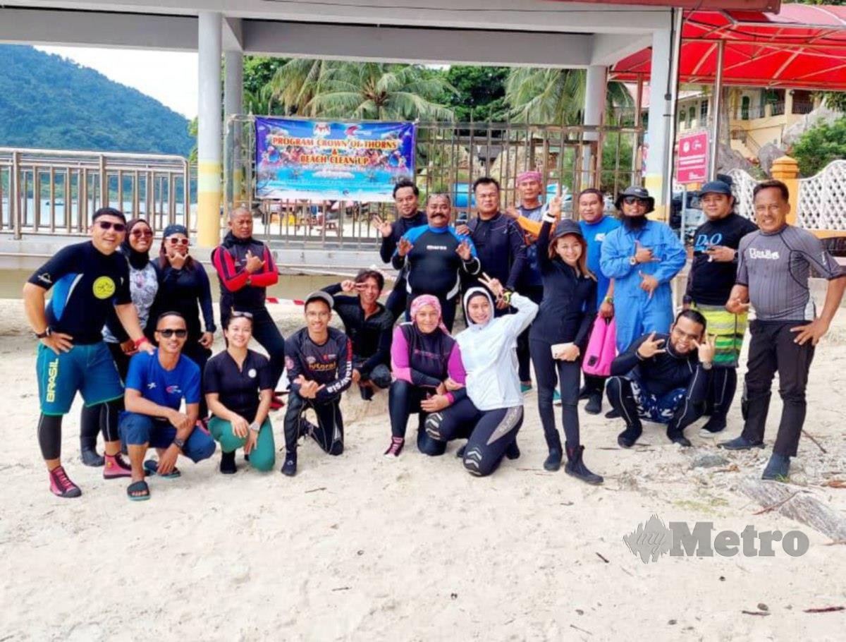 Sekumpulan penyelam menyertai Program Crown of Thorns (COT) and Beach Clean-up telah diadakan bertempat di Pusat Taman Laut Pulau Perhentian selama tiga Hari. FOTO Nurul Fatihah Sulaini