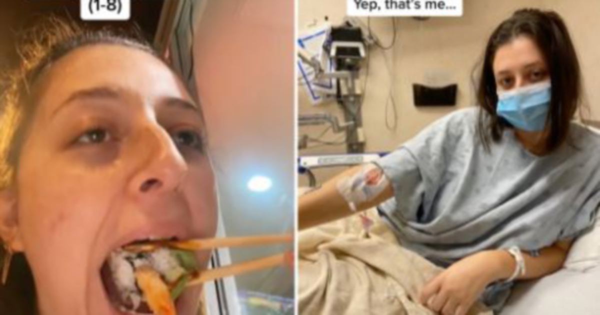 La fille à l’hôpital mange trop de sushis