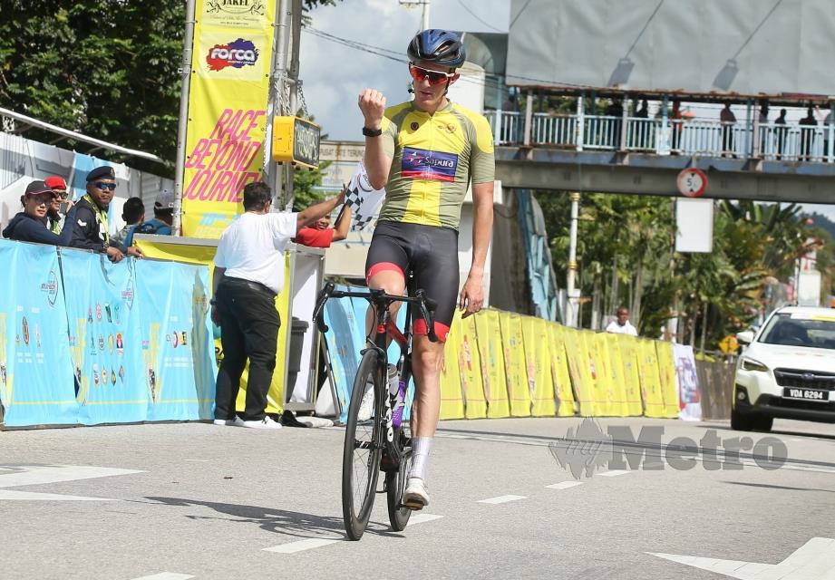 Marcus Culey ketika menamatkan perlumbaan di tempat pertama pada Tour De Selangor 2019 baru-baru ini. FOTO NSTP