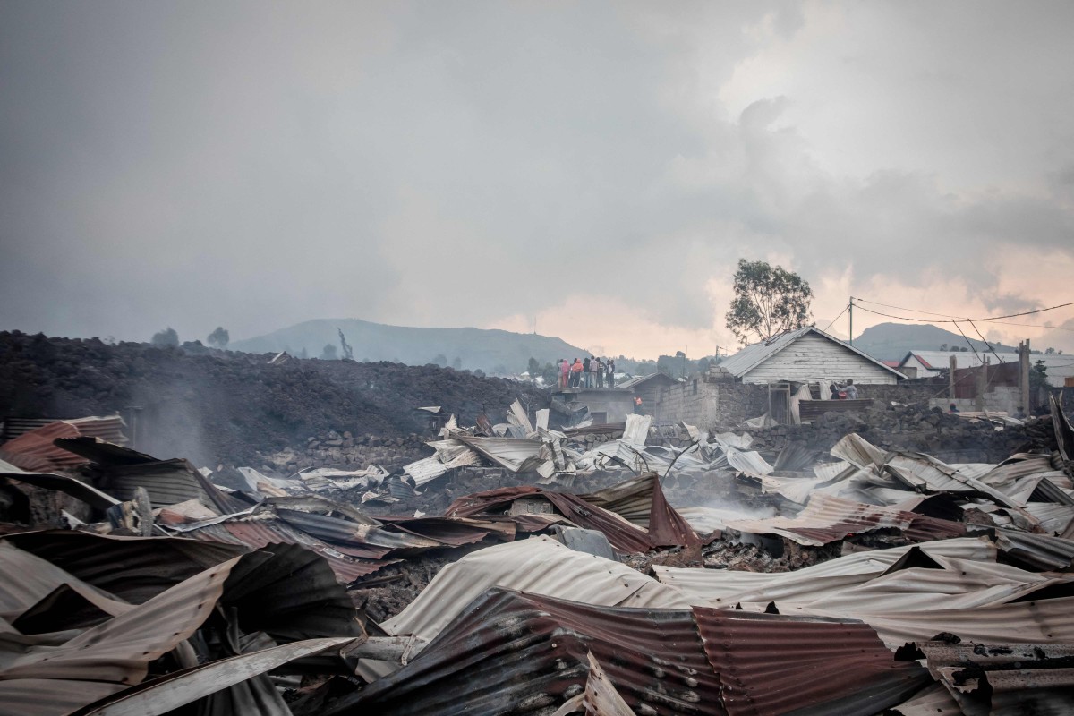 KESAN kemusnahan daripada lahar  Gunung Nyiragongo. FOTO AFP  