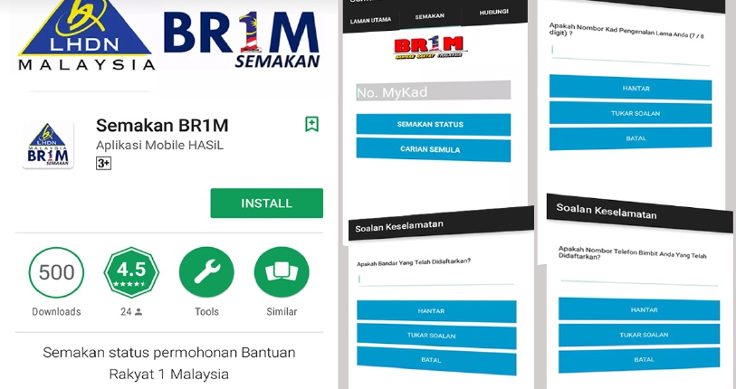 Aplikasi mobil semak BR1M  Harian Metro