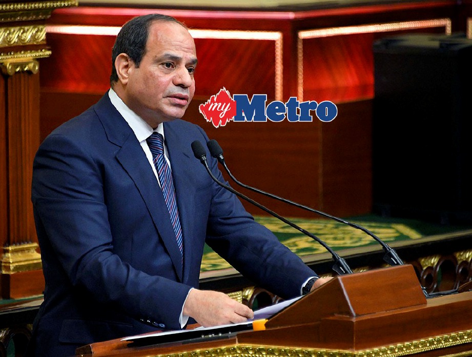 SISI ketika selesai upacara mengangkat sumpah untuk jawatan Presiden Mesir untuk penggal kedua. FOTO/AFP 