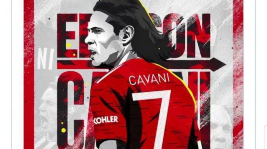 CAVANI diharap mampu melenyapkan ‘sumpahan’ yang membelenggu pemain menyarung jersi nombor tujuh selepas era Ronaldo. FOTO Agensi