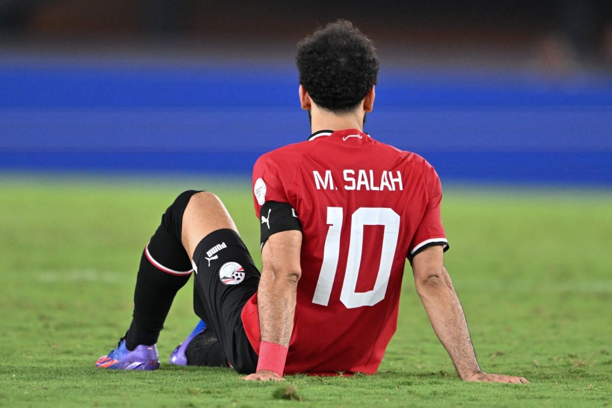 REAKSI Salah selepas tercedera ketika menentang Ghana. 