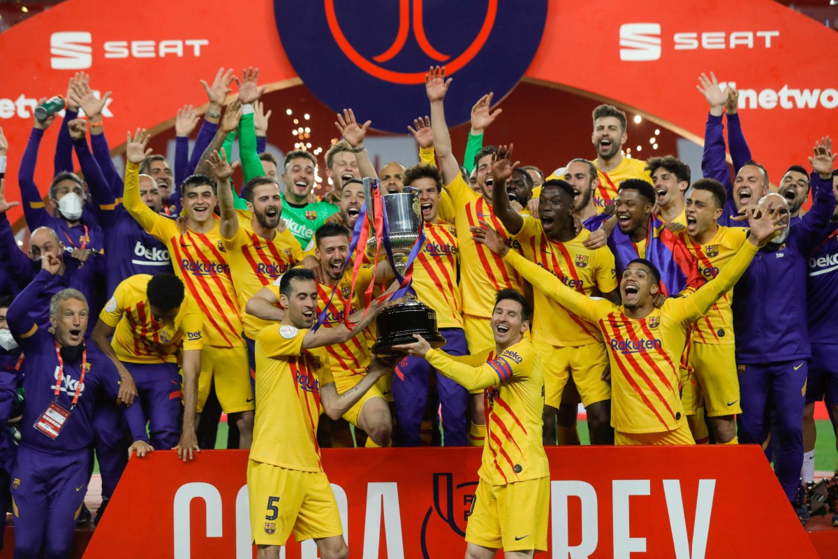 BARCELONA juara Piala Raja Sepanyol. FOTO AFP 