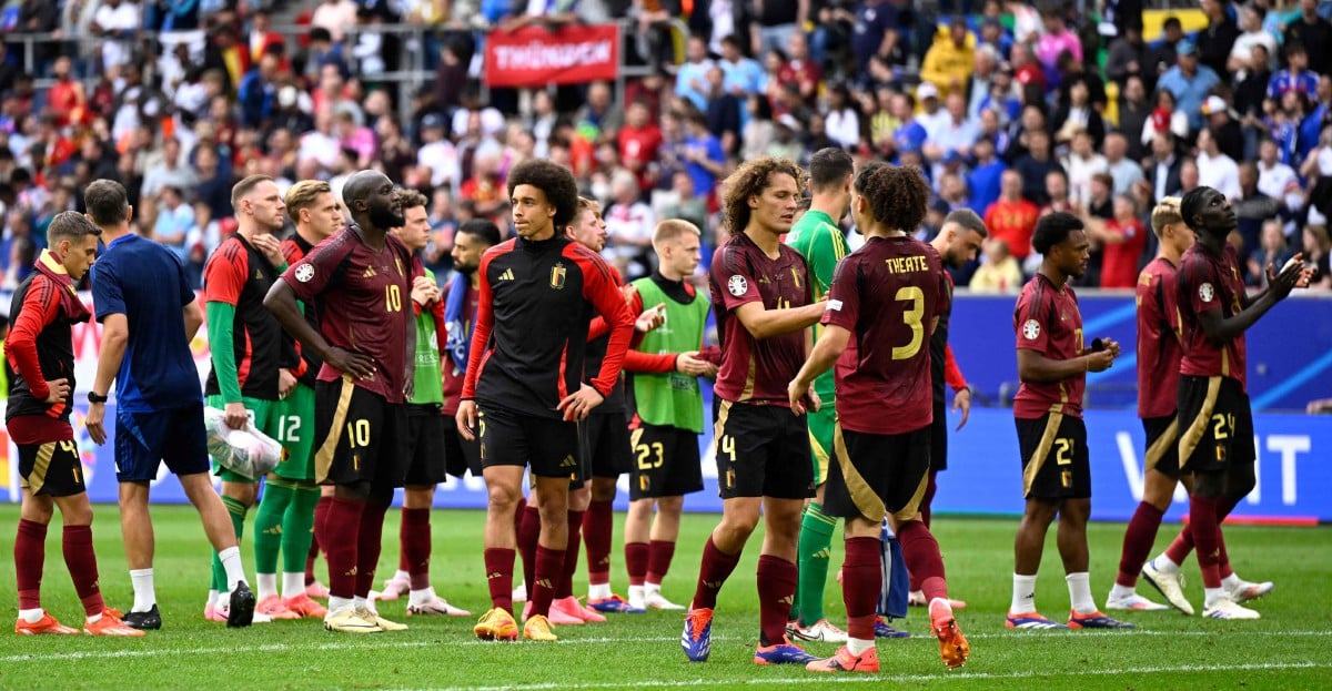 PEMAIN Belgium kecewa selepas tersingkir daripada Euro 2024. FOTO AFP