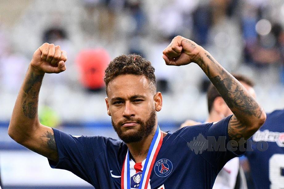 Neymar penjaring gol tunggal PSG. FOTO AFP