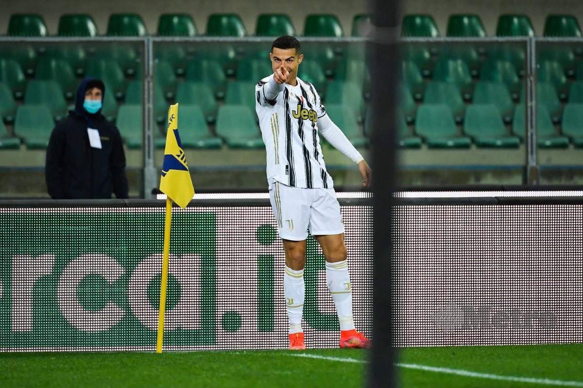REAKSI Ronaldo selepas menjaringkan gol untuk Juventus. FOTO AFP