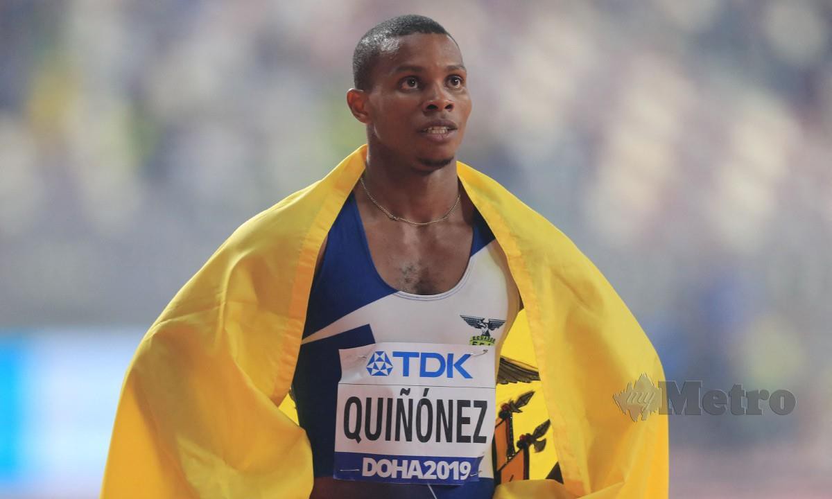 QUINONEZ ketika meraikan kejayaan meraih gangsa di Kejohanan Dunia 2019 di Doha. FOTO AFP