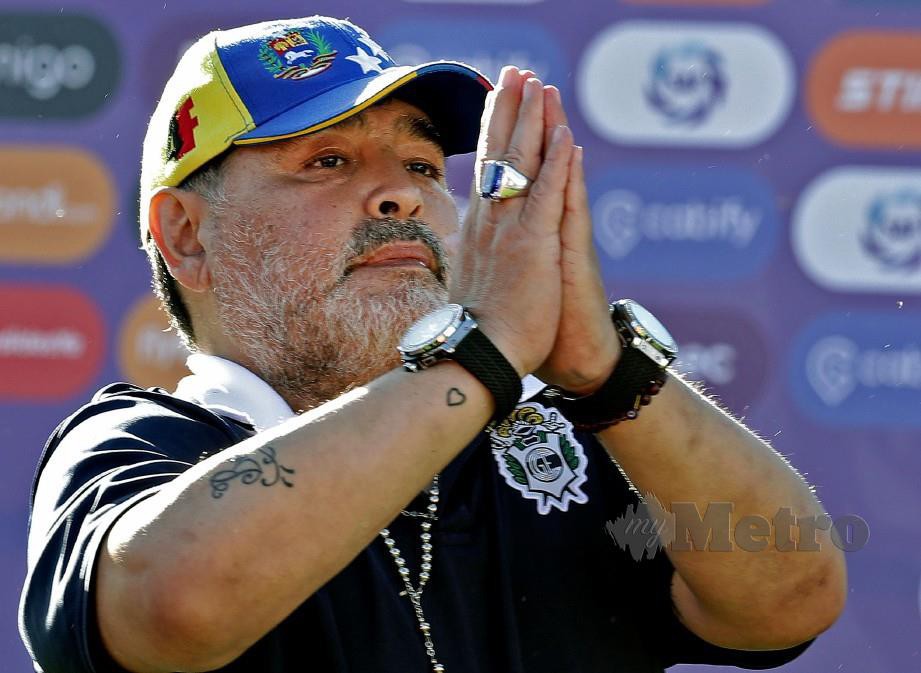 Bekas pemain kebangsaan dan jurulatih dari Argentina, Diego Maradona. FOTO AFP