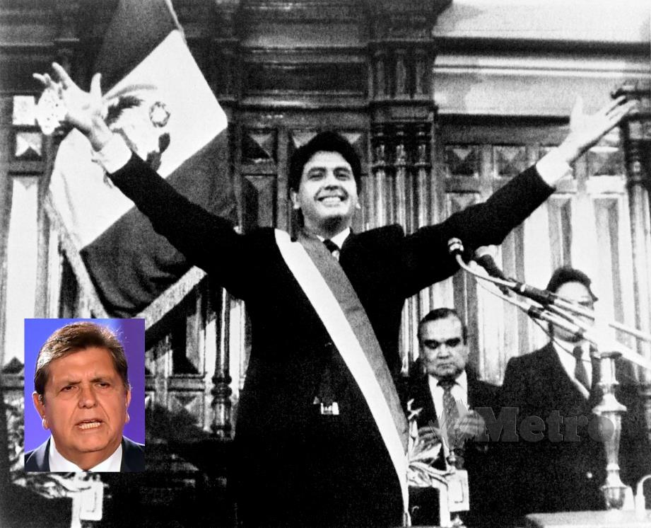GAMBAR pada 28 Julai 1985, Presiden Peru Alan Garcia dilantik. - Foto AFP