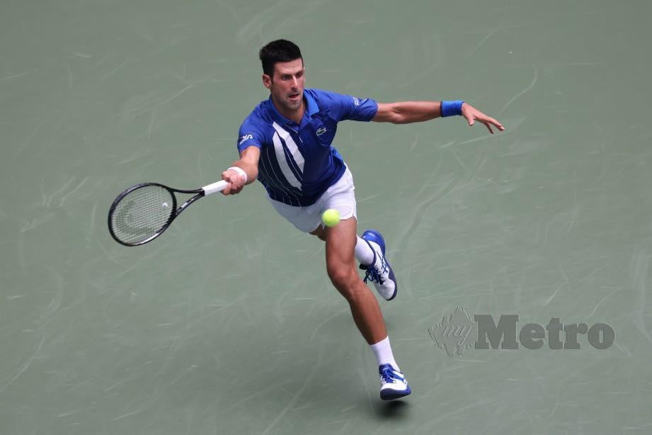Aksi Novak Djokovic pada Terbuka AS. FOTO AFP