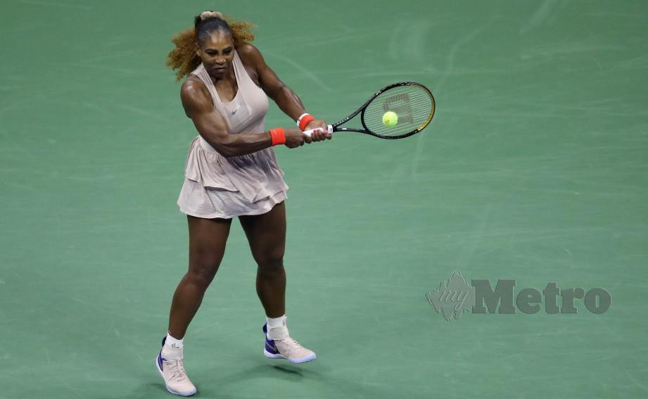 Aksi Serena Williams di Terbuka AS. FOTO AFP