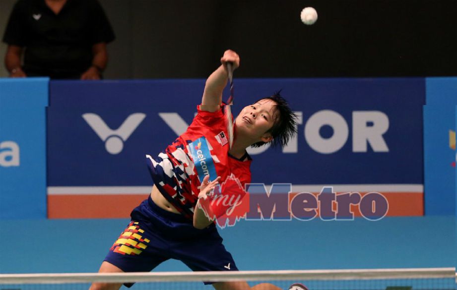 PEMAIN perseorangan Malaysia, Goh Jin Wei ketika menentang pemain Taiwan, Tai Tzu Ying pada suku akhir kejohanan badminton Terbuka Malaysia 2018 di Axiata Arena, Bukit Jalil. Foto NSTP/EIZAIRI SHAMSUDIN