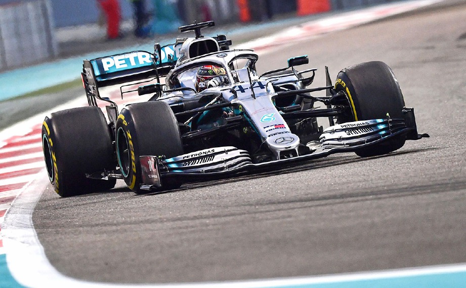 AKSI Hamilton di Grand Prix Abu Dhabi. FOTO AFP
