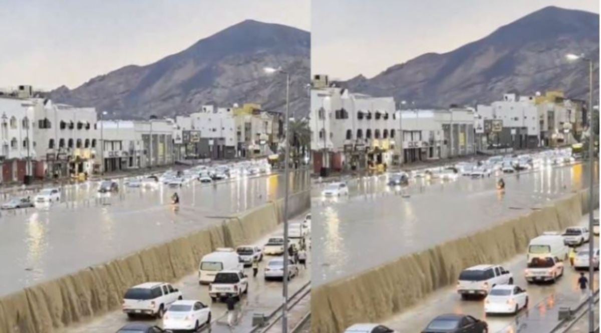 FOTO tular menunjukkan kawasan dilanda banjir di Arab Saudi, Isnin lalu. 