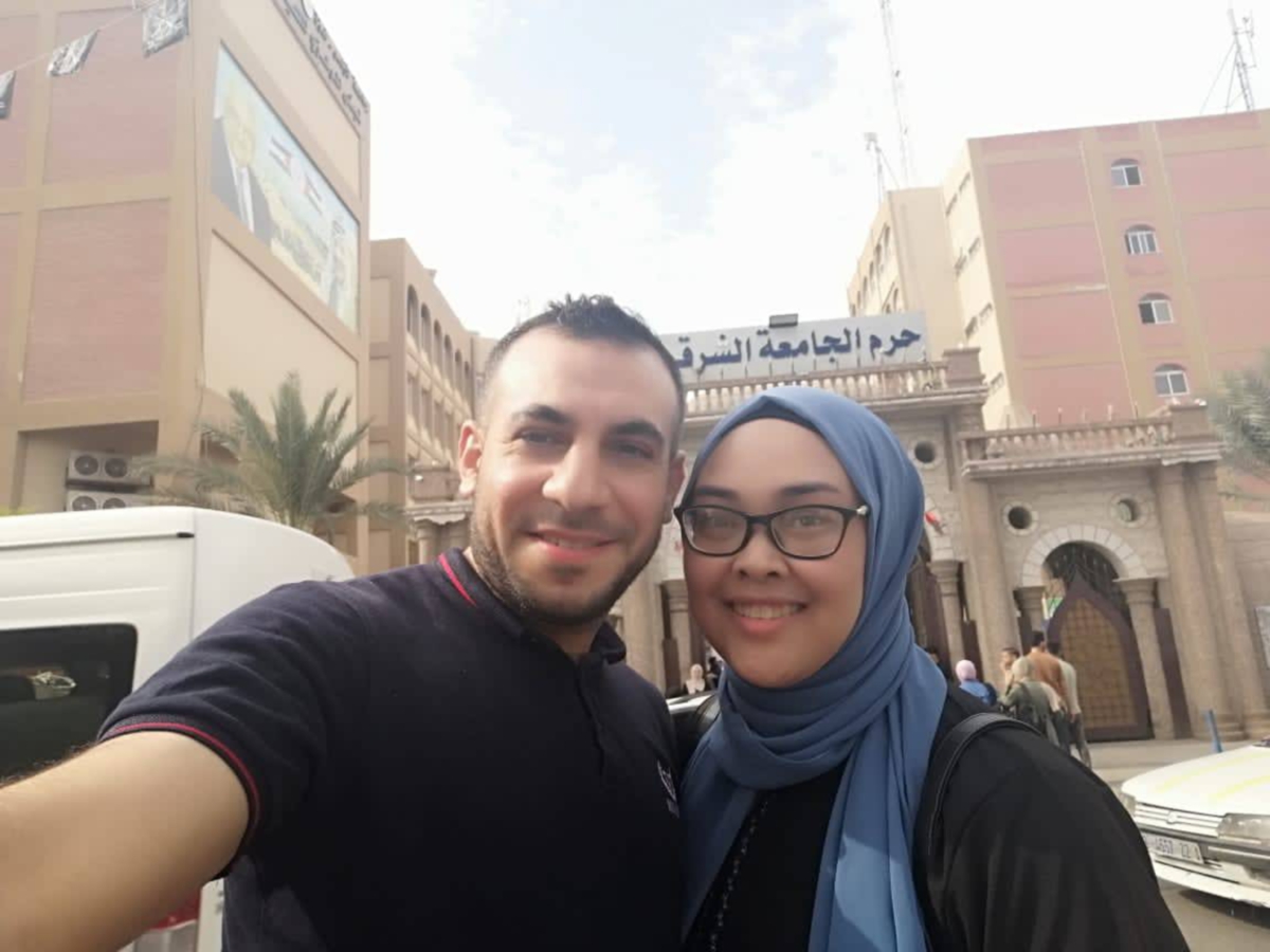 NURUL Ain dan suami bergambar di sebuah kawasan sebelum ia musnah akibat serangan bom tentera Israel.
