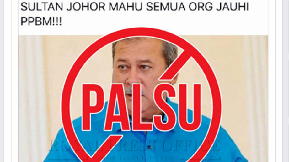 SULTAN Johor, Sultan Ibrahim Iskandar murka dengan tindakan pihak menyebar berita palsu mengaitkan baginda dalam media sosial. FOTO ihsan RPO