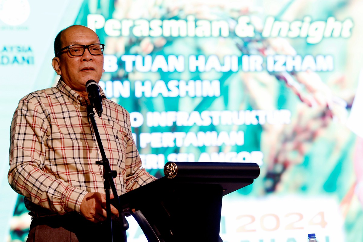Izham Hashim berucap merasmikan Program Sesi Pemukiman Banci Pertanian 2024 bersama Agensi peringkat negeri di Wisma Perbadanan Kemajuan Pertanian Selangor (PKPS), hari ini. FOTO BERNAMA