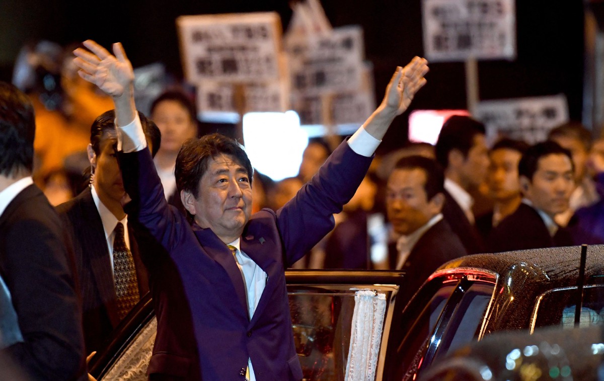 GAMBAR fail Shinzo Abe yang dirakam pada 21 Oktober 2017. FOTO AFP