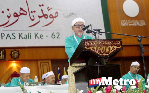 ABDUL Hadi memberi ucap tama perasmian Muktamar Tahunan PAS. FOTO Mohd Yusni Ariffin