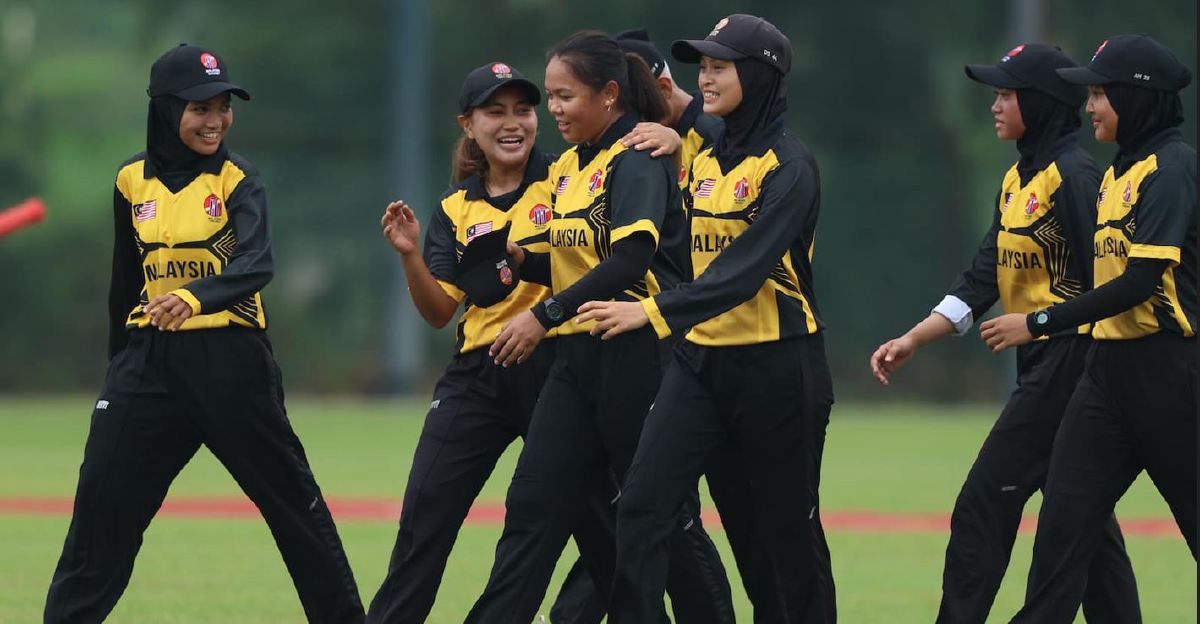PASUKAN kriket wanita negara berjaya mengalahkan Hong Kong dengan 22 larian. FOTO Ihsan Persatuan Kriket Malaysia