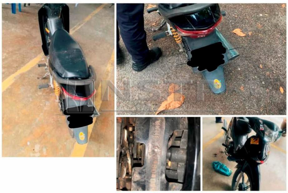 MOTOSIKAL digunakan dua suspek selepas menyamun kedai runcit di Jalan Aston, Bukit Mertajam, Khamis lalu. FOTO Ihsan Polis