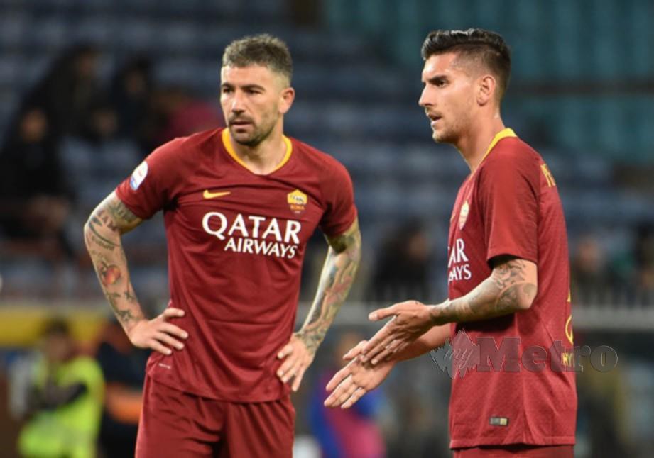 Pellegrini (kanan) menjaringkan dua gol buat Roma untuk mara ke peringkat suku akhir Piala Itali. FOTO File Agensi