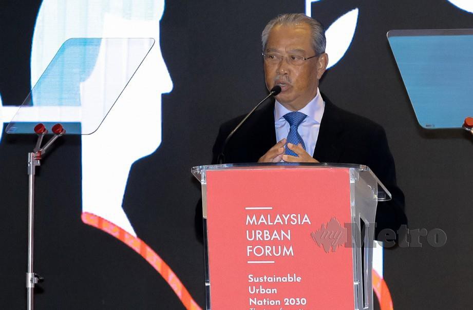 MUHYIDDIN ketika berucap pada pada Forum Bandar Malaysia (MUF) 2020. FOTO Asyraf Hamzah.