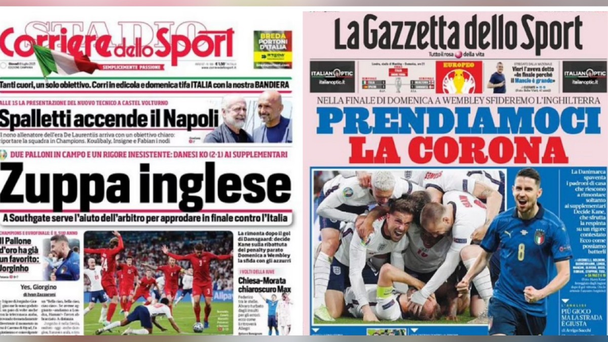 MEDIA Itali memperlekehkan kemenangan England ketika separuh akhir Euro 2020. FOTO Agensi