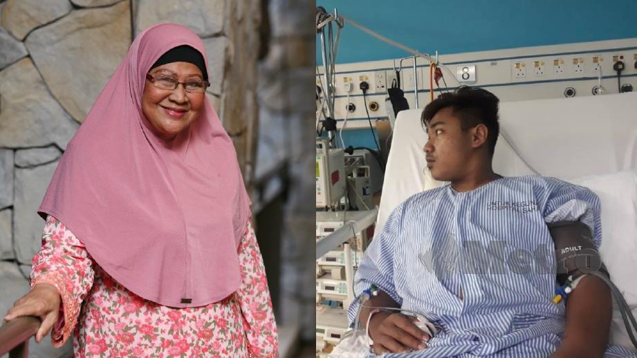 NORLIA (kiri) dikejutkan dengan berita cucunya, Mohd Fakrulnizam Zainal (kanan) dimasukkan ke Hospital Ampang kerana demam denggi berdarah. FOTO Arkib NSTP dan Ihsan Norlia Ghani