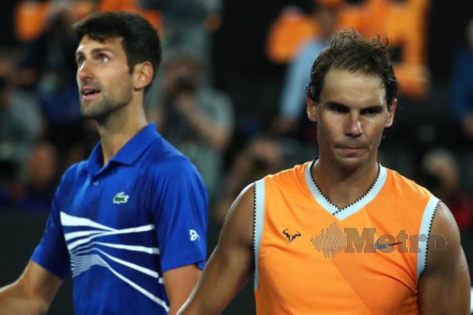 Djokovic (kiri) dan Nadal masing-masing mara ke separuh akhir Paris Masters Final. FOTO Agensi 