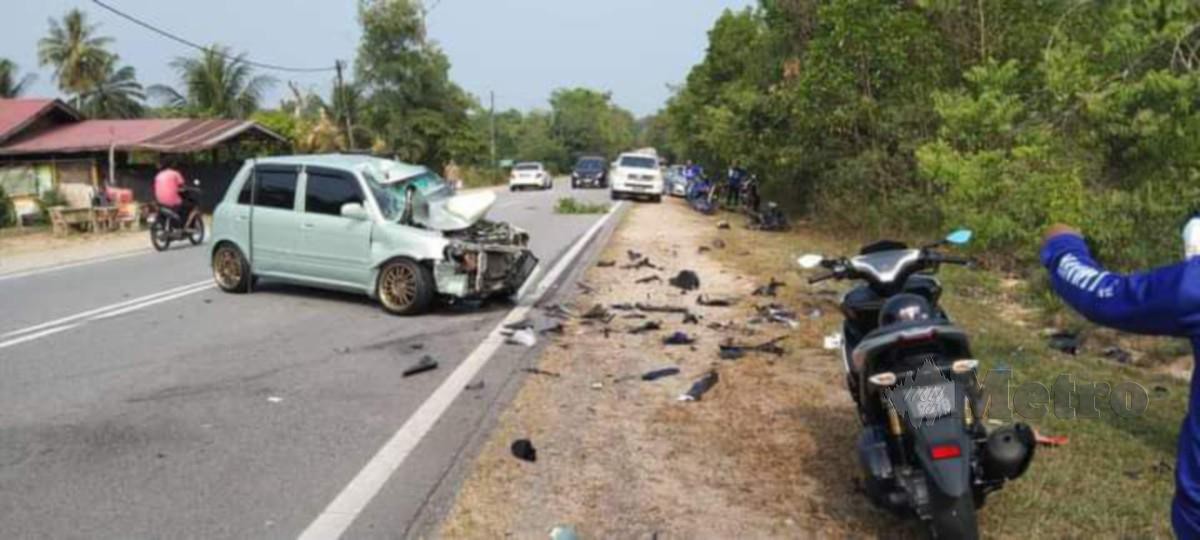 KEADAAN kenderaan yang terbabit kemalangan menyebabkan seorang maut. FOTO ihsan pembaca 