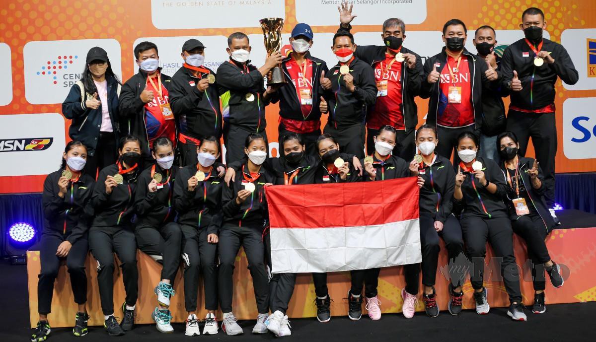 Skuad wanita Indonesia muncul juara BATC buat kali pertama selepas menewaskan Korea Selatan 3-1. FOTO ASWADI ALIAS