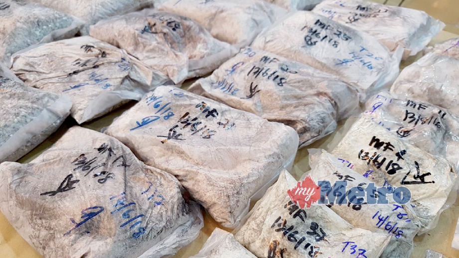SEBAHAGIAN dadah bernilai hampir RM300,000 yang dirampas. FOTO Mikail Ong
