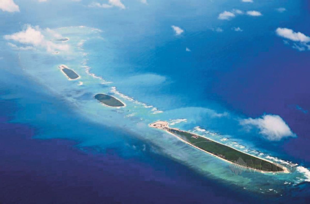 Pemandangan dari udara Pulau Qilianyu di Kepulauan Paracel yang menjadi pertikaian beberapa negara di Laut China Selatan. FOTO AFP