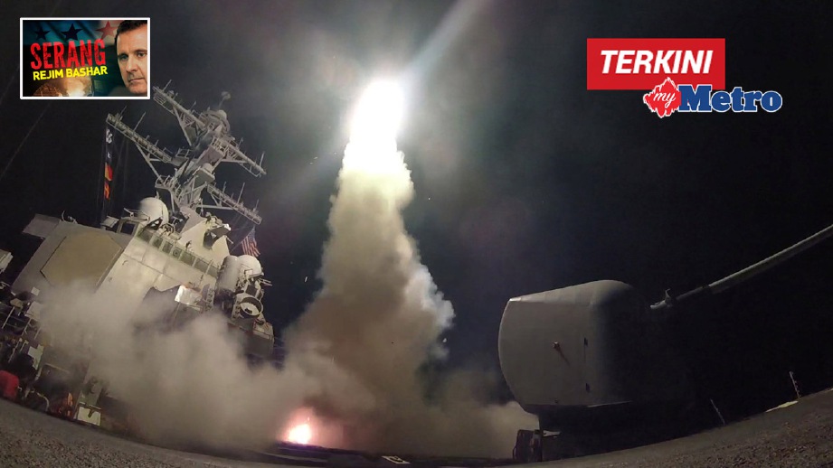 USS Porter mengendalika operasi serangan ke atas pangkalan udara di Syria ketika di Lautan Mediterranean. FOTO Reuters/Tentera Laut Amerika Syarikat